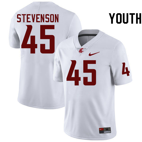 Youth #45 Raam Stevenson Washington State Cougars College Football Jerseys Stitched-White